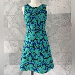 J. Crew Vibrant Blue and Green Swirl Mini Dress